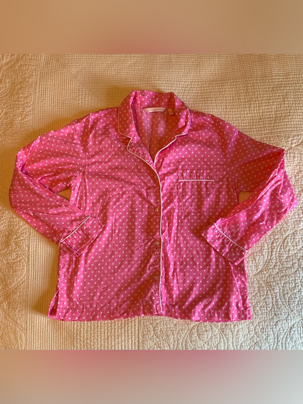 Victoria's Secret long-sleeve polka dot pajama top